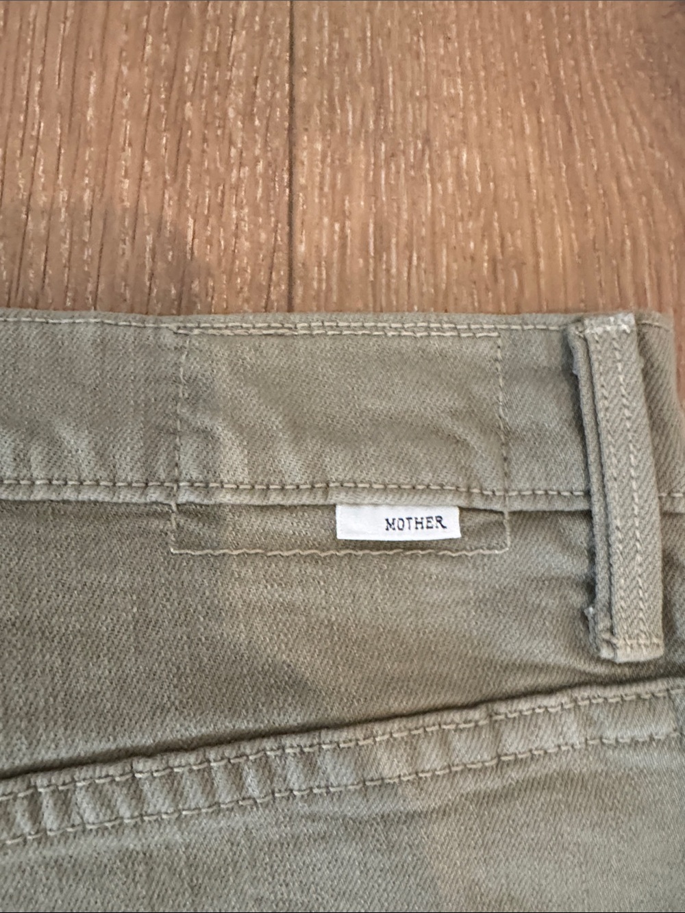MOTHER Olive Green Frayed Hem Denim Shorts - Picture 7 of 7